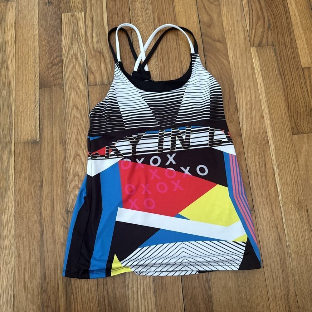 Lucky in Love Women's Future Retro Tank Top Black Spellout Print Size XS